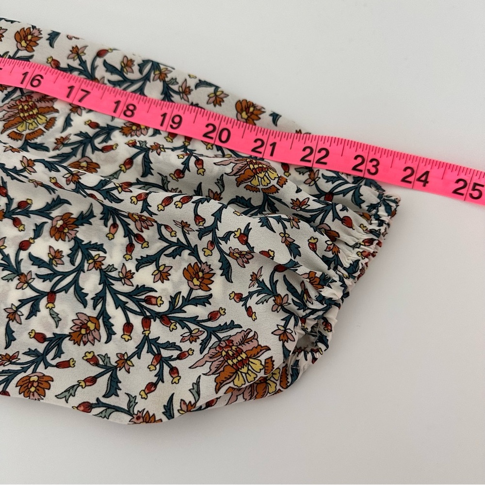 MAX STUDIO Beige Floral Tie-Waist V-Neck Blouse Boho Peplum Folk NWT M - Picture 8 of 10